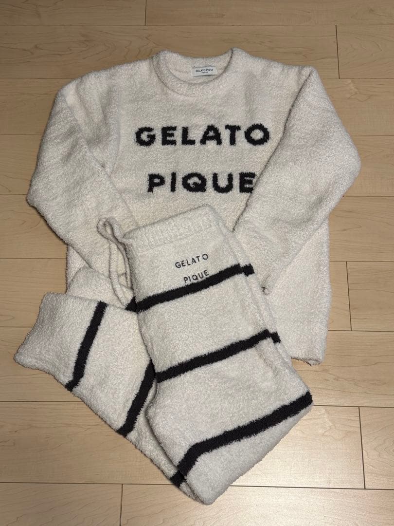 【美品】パウダーロゴジャガードプルオーバー＆ロングパンツセットメンズM