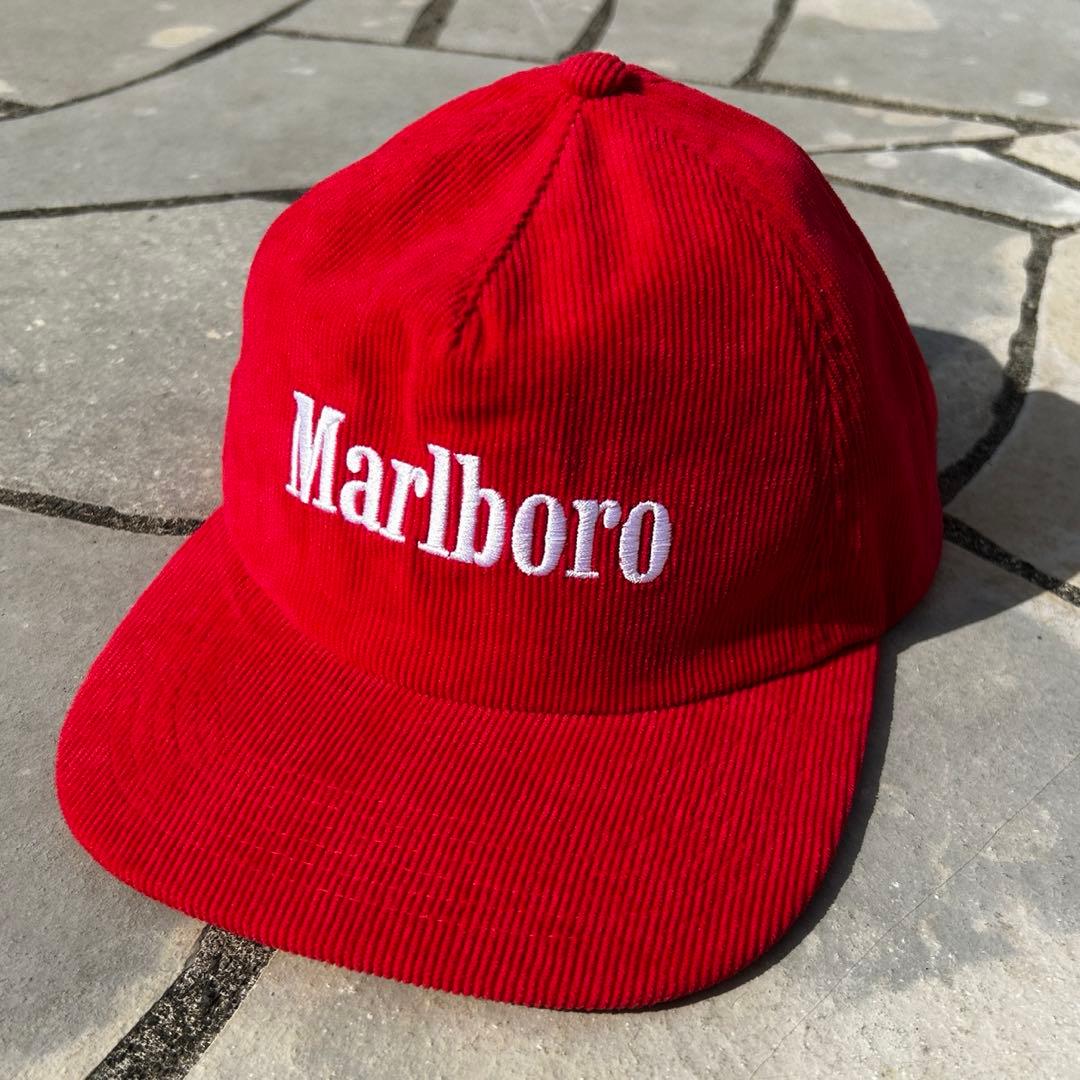80s 90s Marlboro コーデュロイキャップ 刺繍ロゴ マルボロ - メルカリ