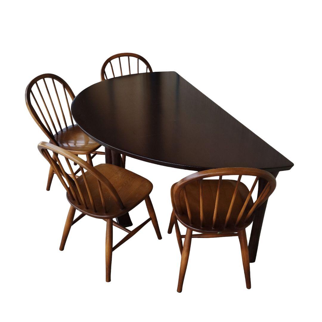 karimoku カリモク 半月 やや半円 ダイニングテーブル 食卓 ブラウン