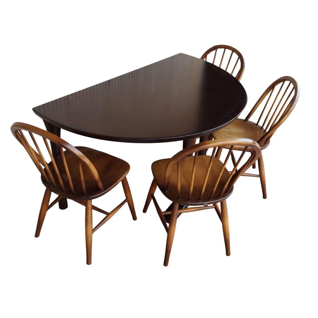 karimoku カリモク 半月 やや半円 ダイニングテーブル 食卓 ブラウン