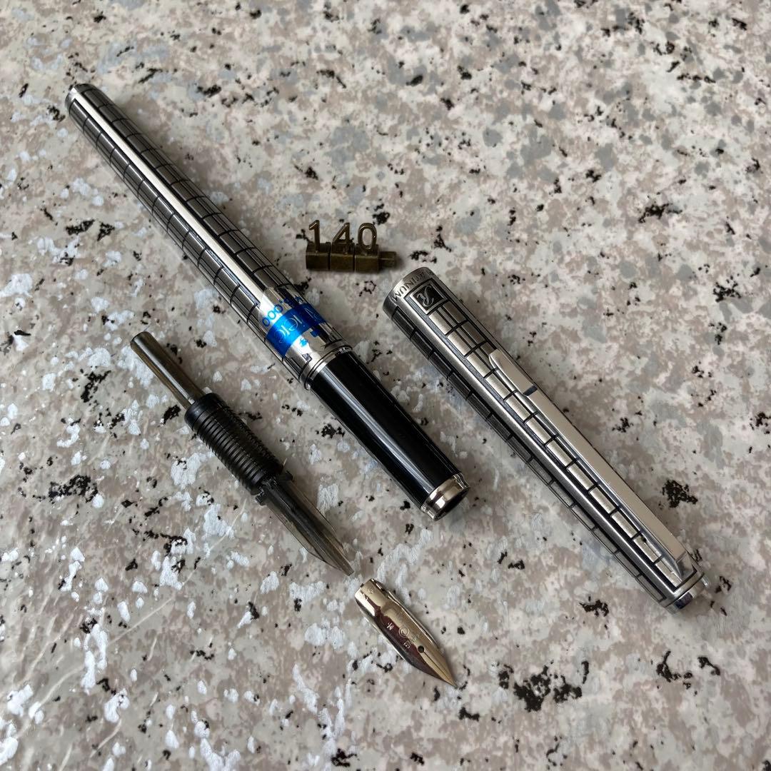 140 オーバーホール済み 万年筆 PLATINUM 蝕刻 ロング 14k