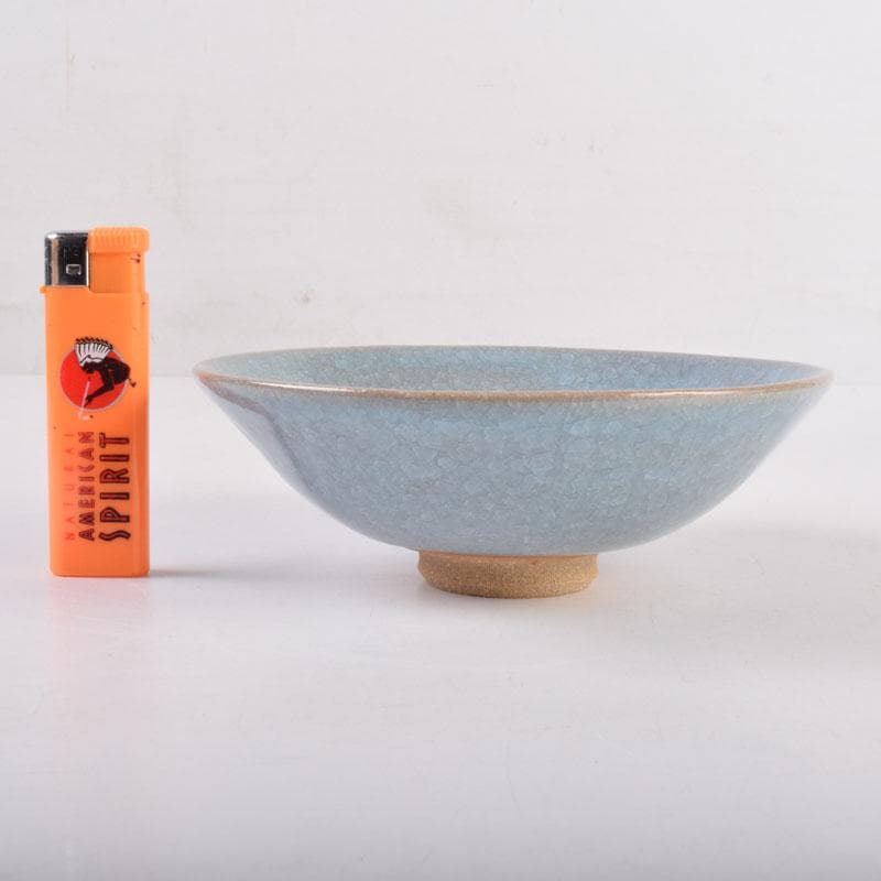 茶道具 加納臣峰作 灰青磁 紫陽花茶碗 共布共箱 C 8402