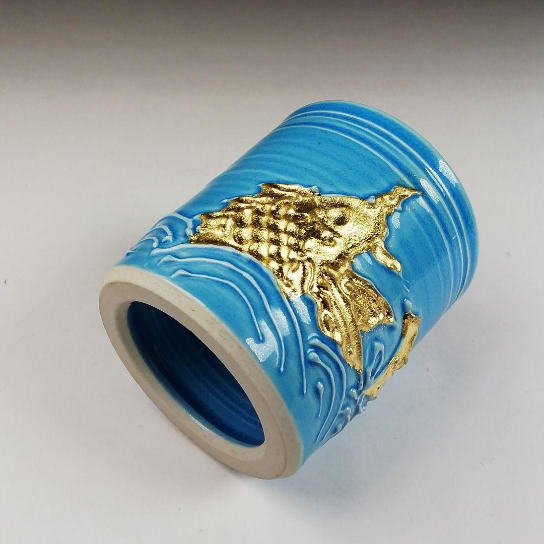 T795 蓋置 『浅黄交趾 荒磯』『平安 勝見永泉 造』 共箱 茶道具