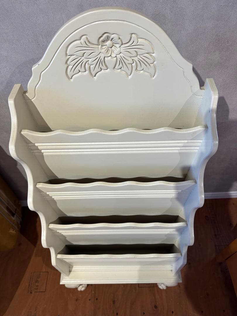 ロココ調 猫脚 マガジン ラック スタンド ブック シェルフ 本棚 アンティーク