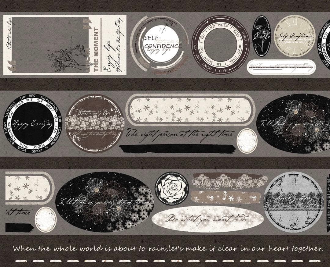 霖蓝汐原创手账《浮光之圈》海外マスキングテープ　マステ 【2235】