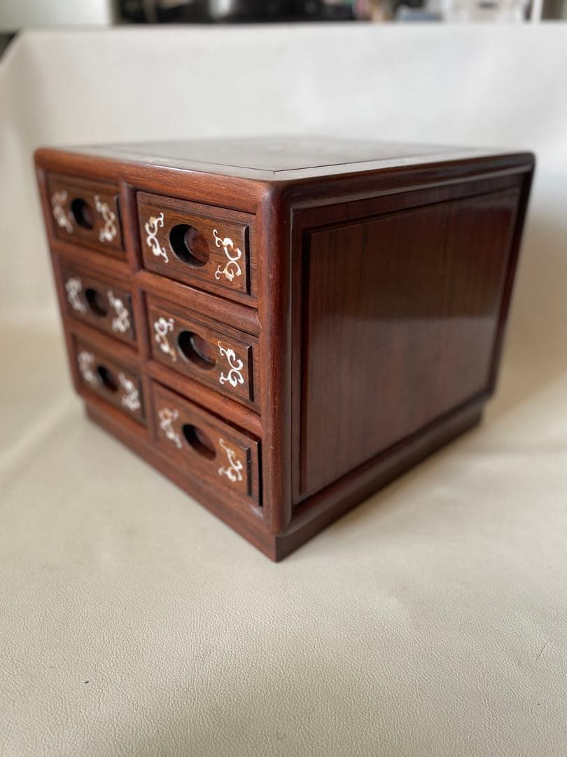 スイカ 小引出し 小物入 3段 薬箪笥 唐木 無垢 貴重品収納 宝石収納