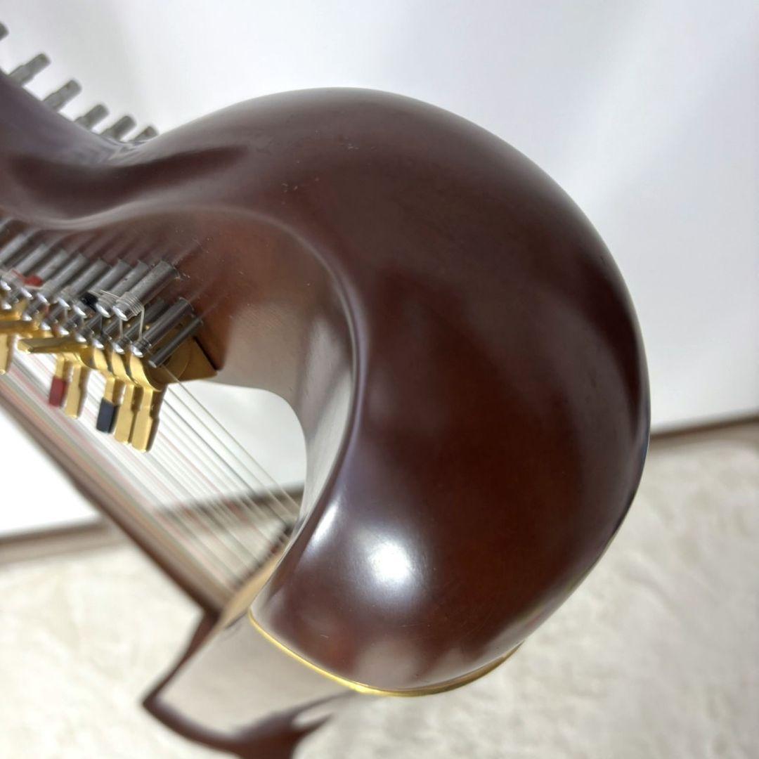 青山 AOYAMA 美品 ダークブラウン 34弦ハープ 新品27弦替え 楽譜付き