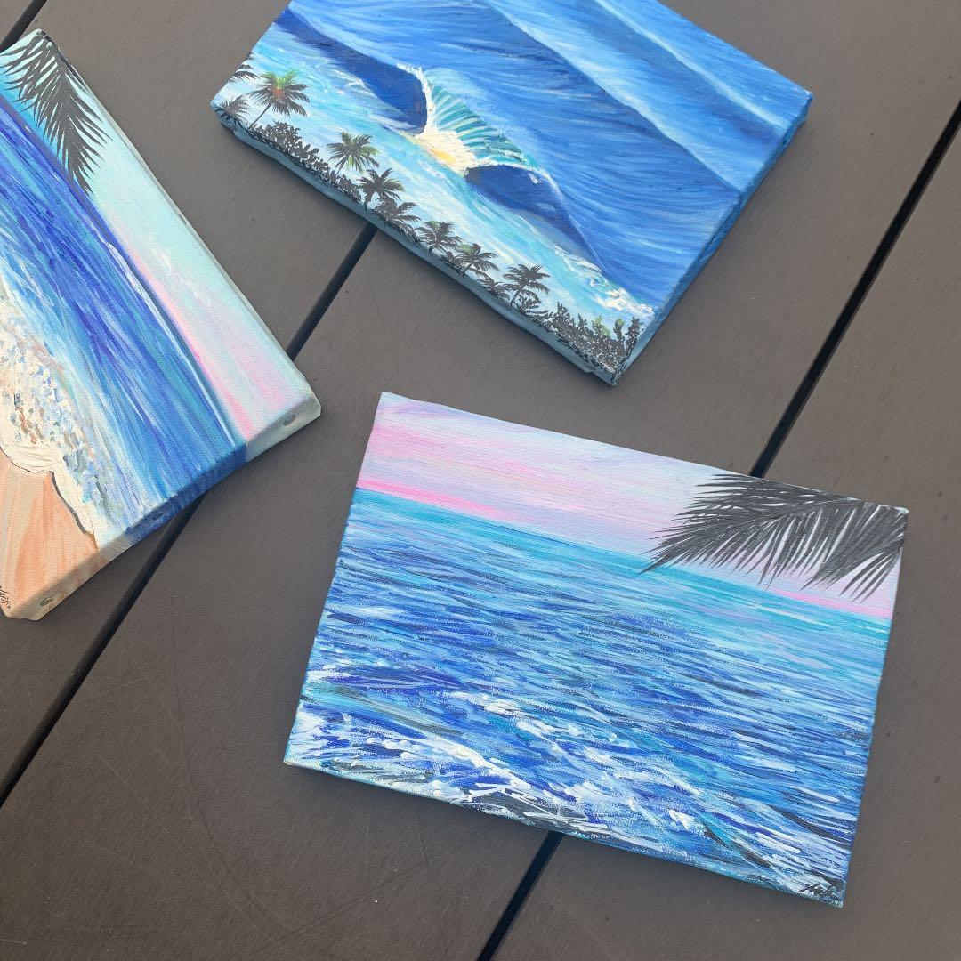 海の絵　ビーチ　ハワイ　絵　油絵キャンパス　絵の具　アート　インテリア　ギフト