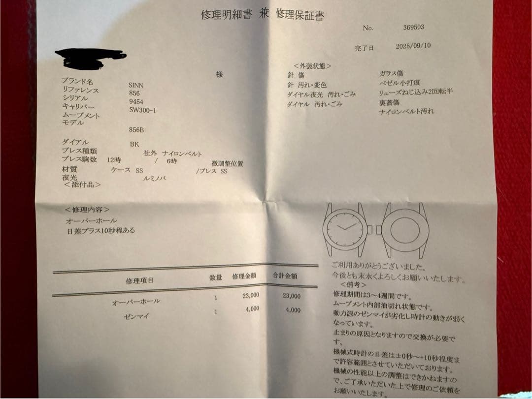 Sinn 856.B ジン オーバーホール済み オプションナイロストラップ付き