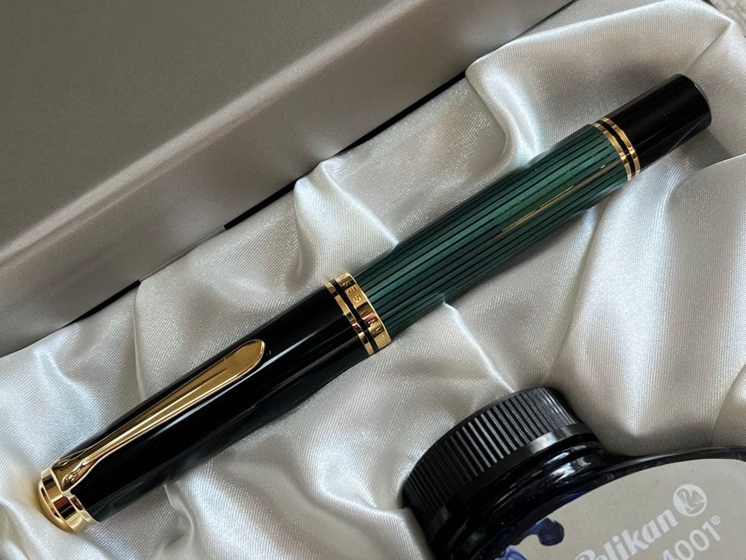 ペリカン スーベレーン M1000 F 細字 18C-750 緑縞 インクセット