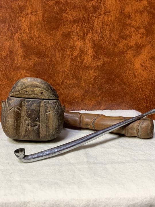 木製 竹煙管入れ 時代 古い喫煙具 古道具 骨董 キセル入れ キセルケース