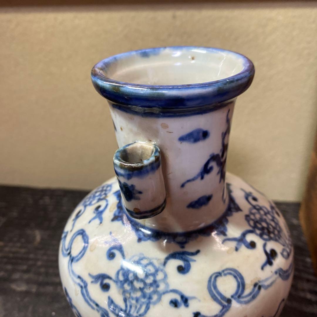 専用　中国古玩　耳付花瓶　17cm9cm