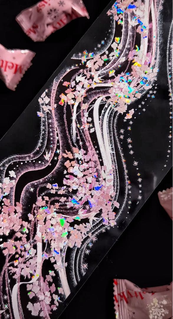 【9065】海外　マスキングテープ　3.75/5/巻　貝殻光　花びら背景・装飾系