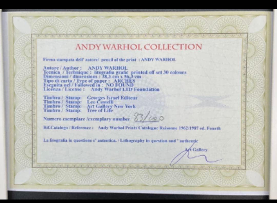 アンディ・ウォーホル リトグラフ ジョン・レノン 世界 100枚限定