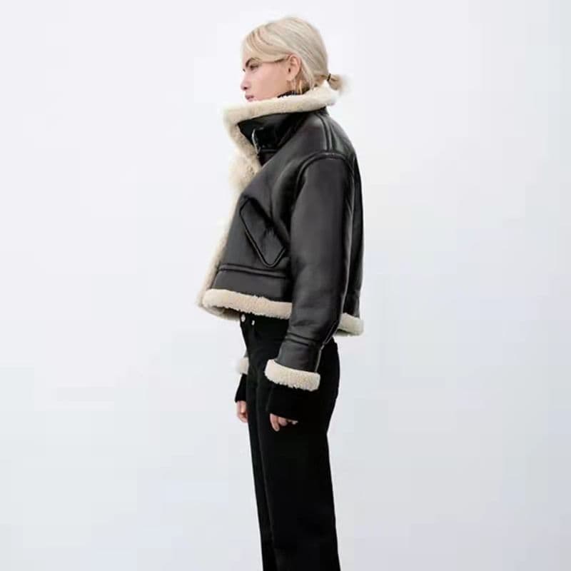 完売 ZARA ボア＆フェイクレザージャケット - メルカリ