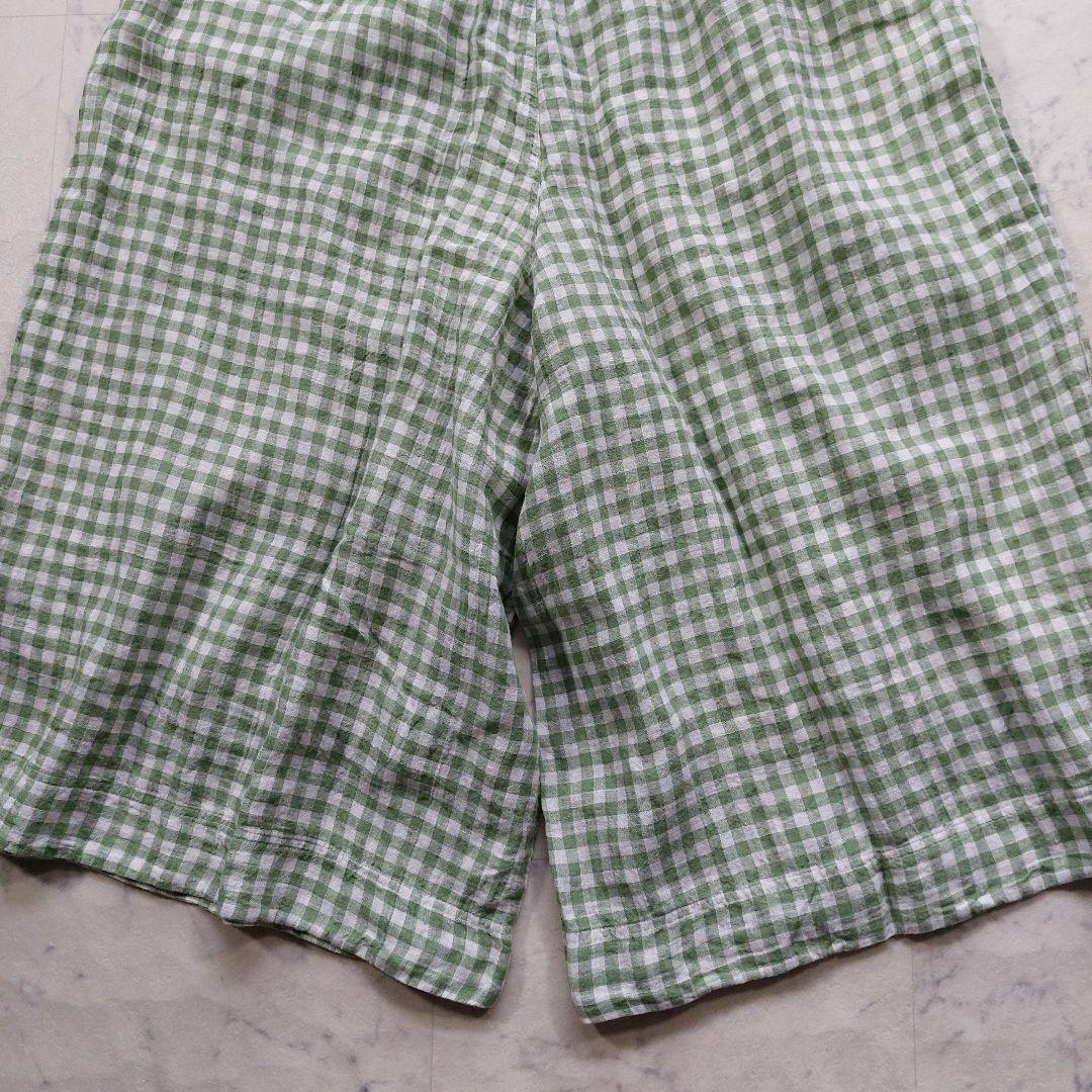 試着のみ イチアンティークス 9分丈 リネン イージーワイドパンツ F