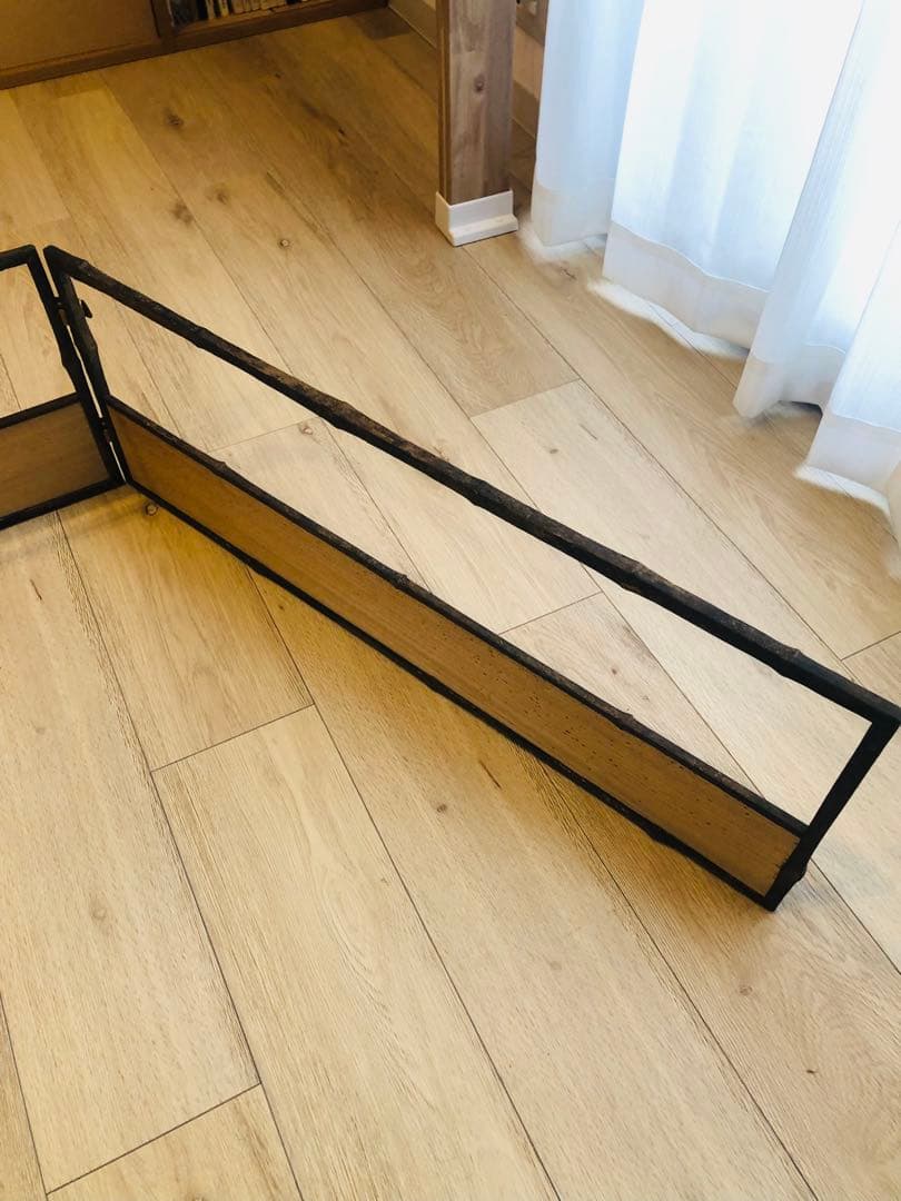 指物師 善州 造 古竹意 炉屏 2枚折 共箱付き 煎茶