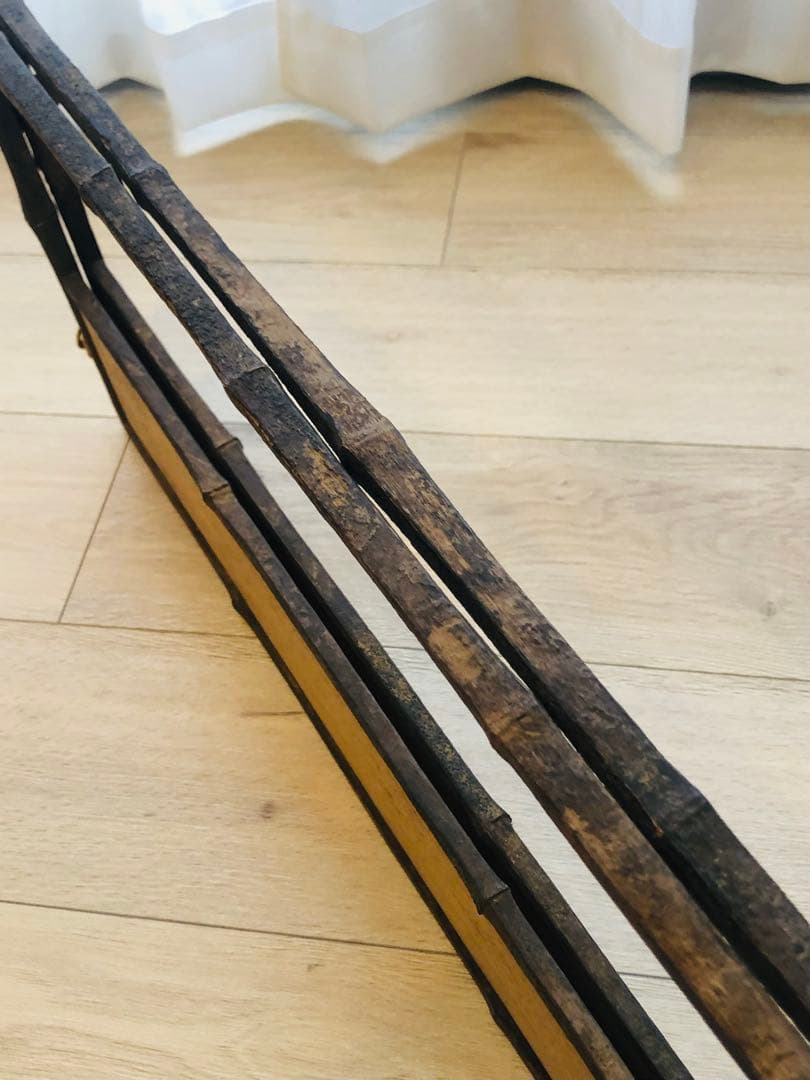 指物師 善州 造 古竹意 炉屏 2枚折 共箱付き 煎茶