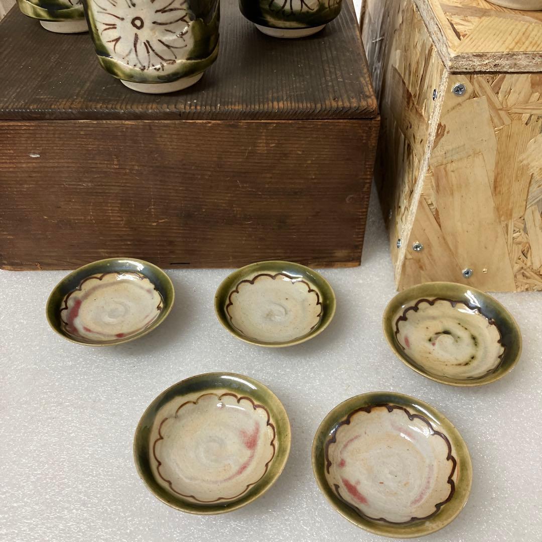 骨董品茶道具茶碗織部煎茶5客セット共箱N386ORI