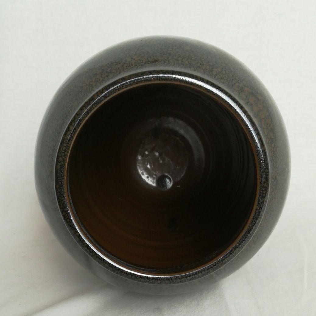 益子焼　菊池晃　油滴天目釉　花入　花生　壺　共箱