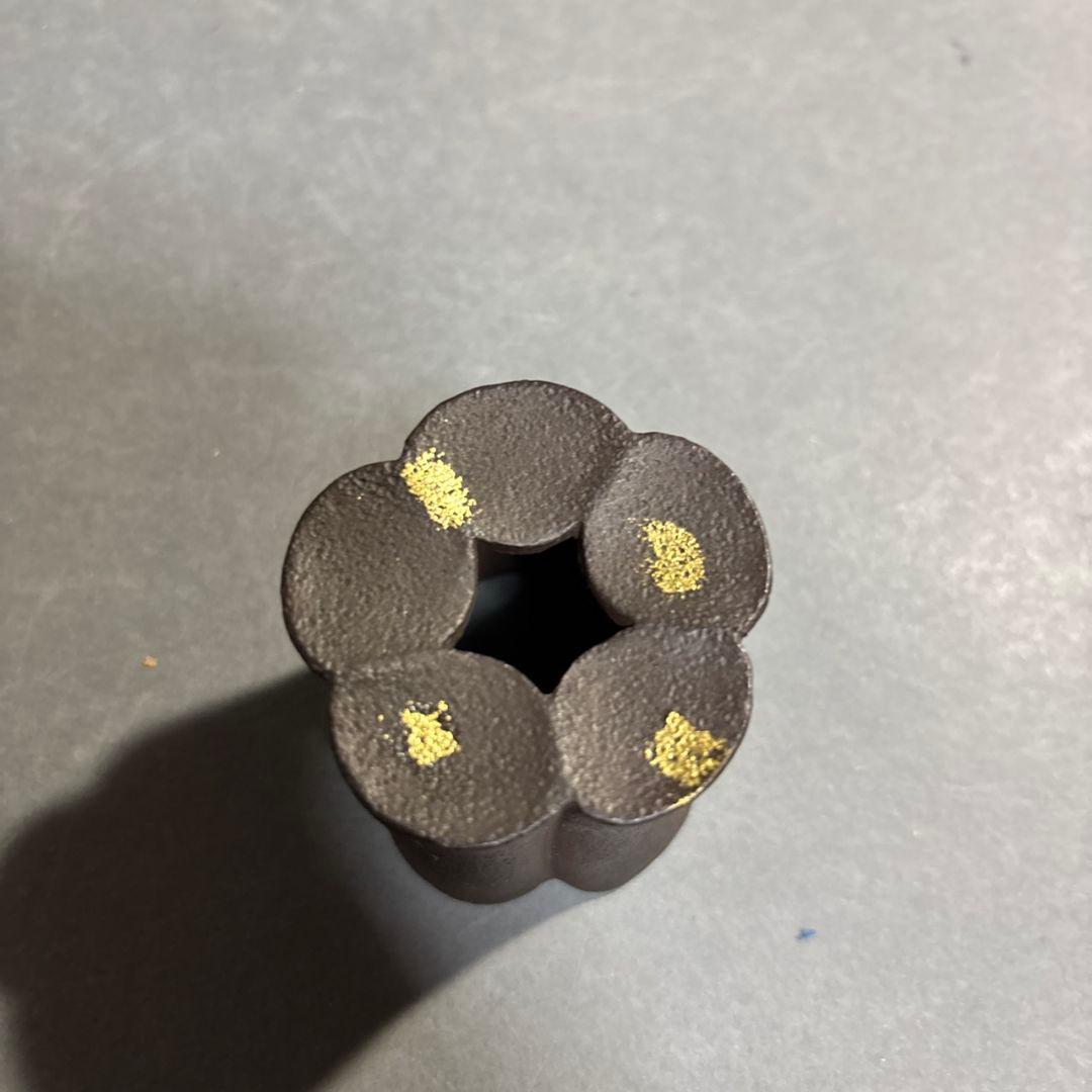 茶道具 十四代 宮崎寒雉 鉄塗金 此花 蓋置 共箱