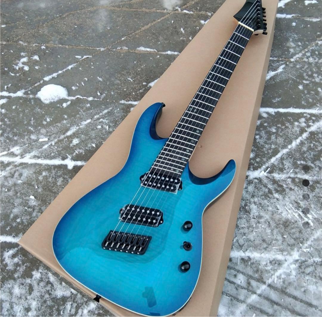 青いエレキギター 7弦 メーカー不明