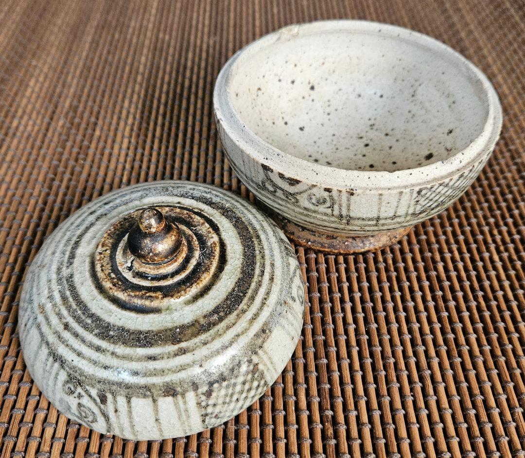 【名品❗】16世紀　タイ古陶磁器　スワンカローク窯　宋胡録　鉄絵　合子　蓋物