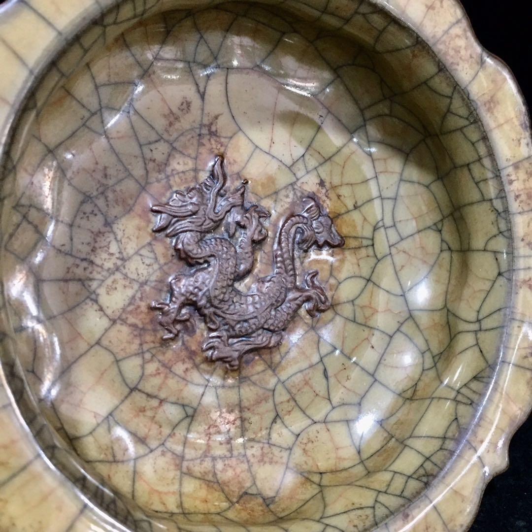 文房具 宋時代 龍文 哥窯青磁 陶器 冰裂纹 貫入