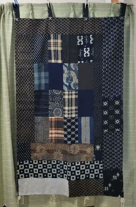 刺子 藍染め 古布 木綿 高級手芸品 153 × 95cm 壁掛け 上質 美品