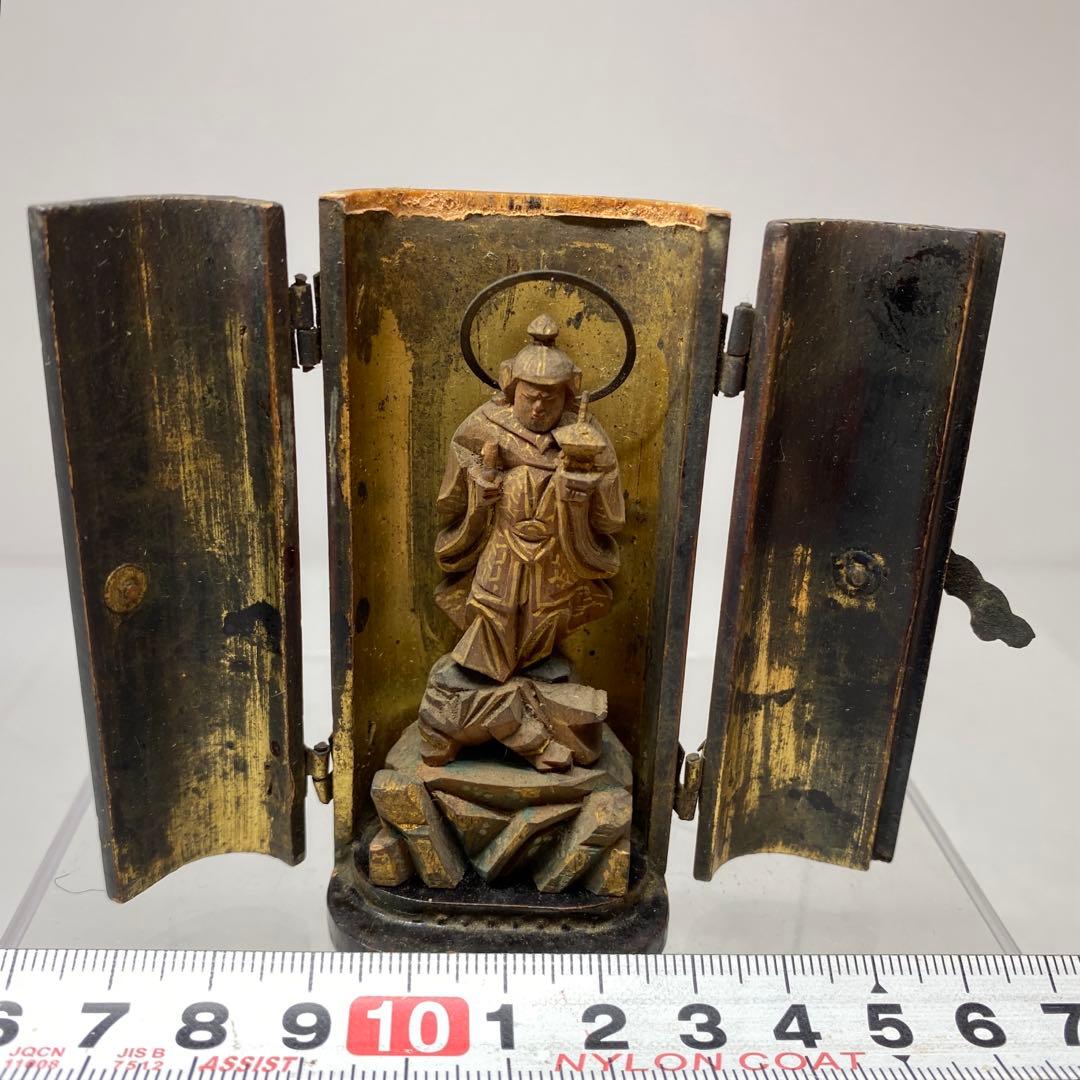 江戸期 木彫 小仏 高さ約8㎝ 東さ7-0423①