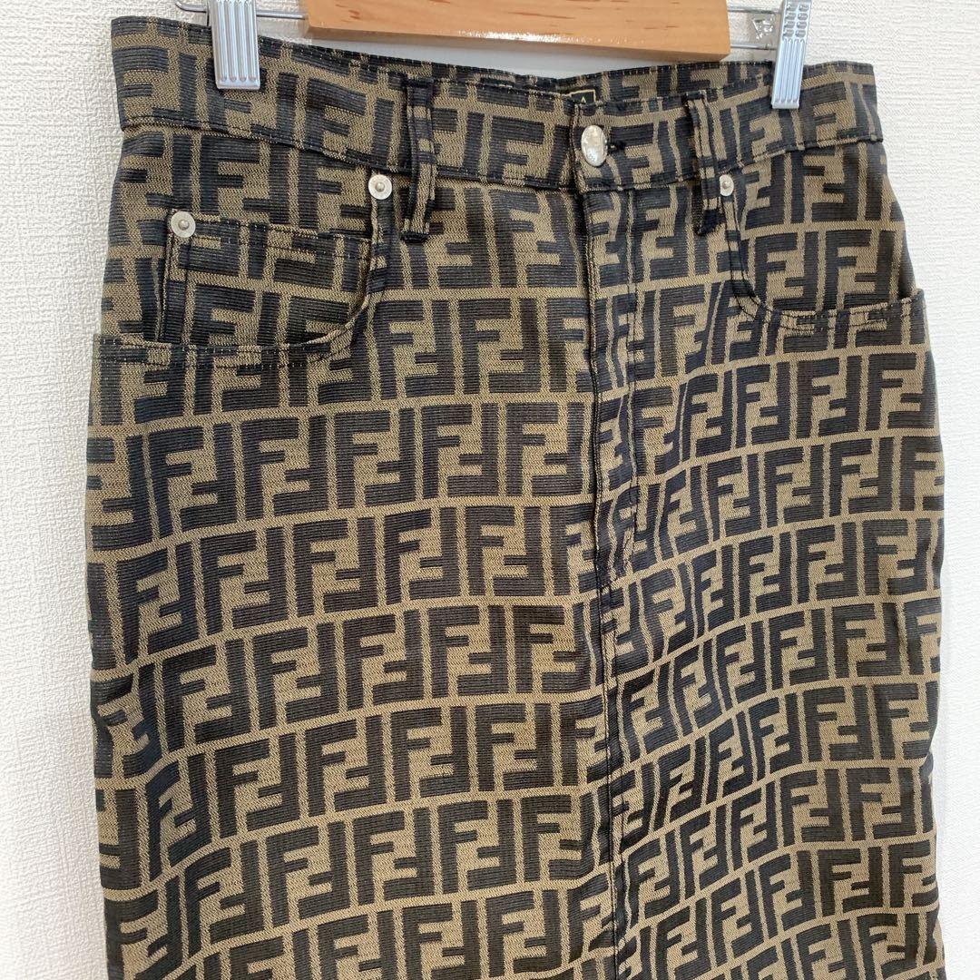 【美品】FENDI フェンディ ズッカ柄 スカート 大きいサイズ ひざ丈スカート