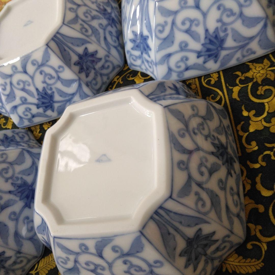 レア【木箱付き】深川製磁 かぶと唐草 　角切中鉢　5枚揃