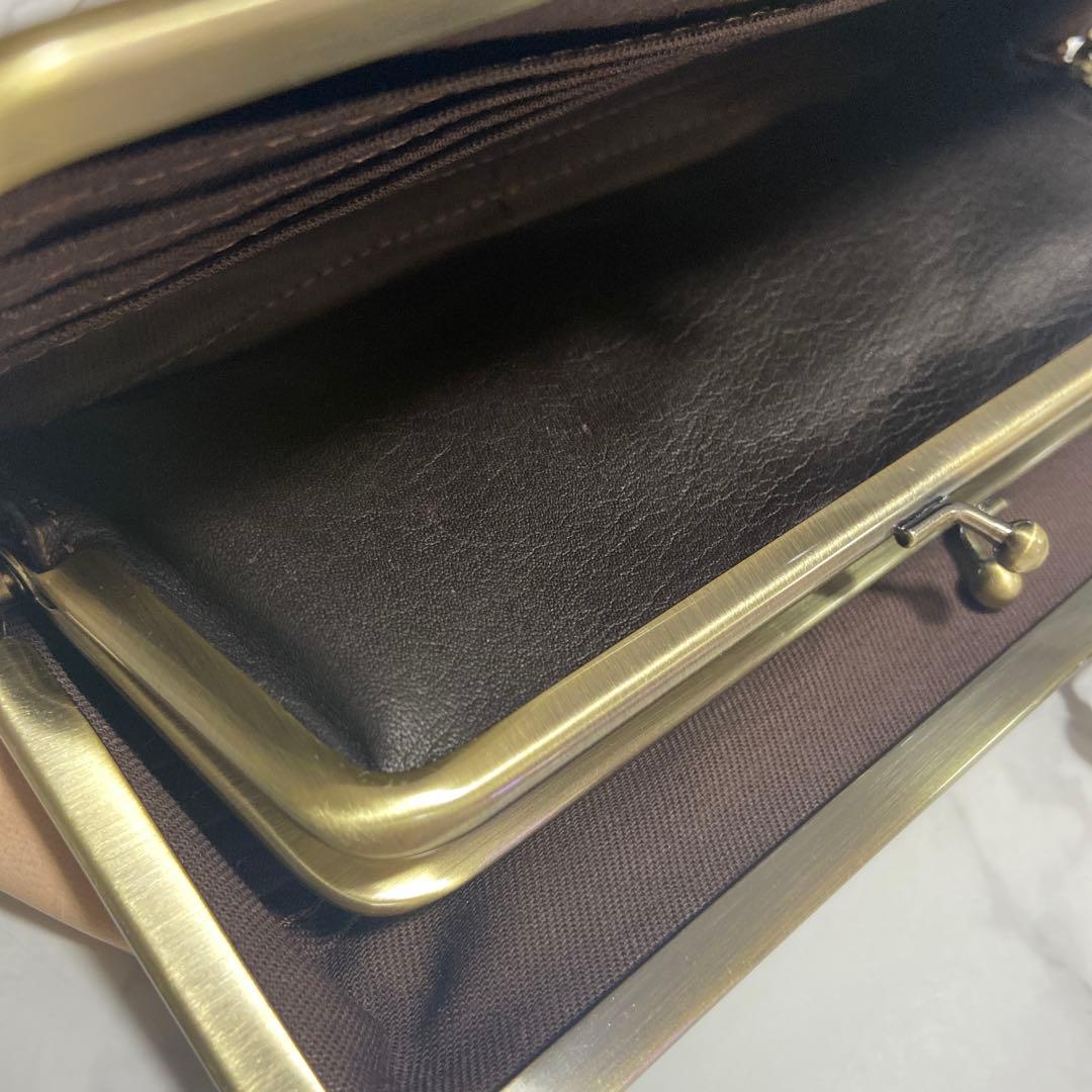 すずらんハンドメイド　牛ヌメ革親子がま口長財布