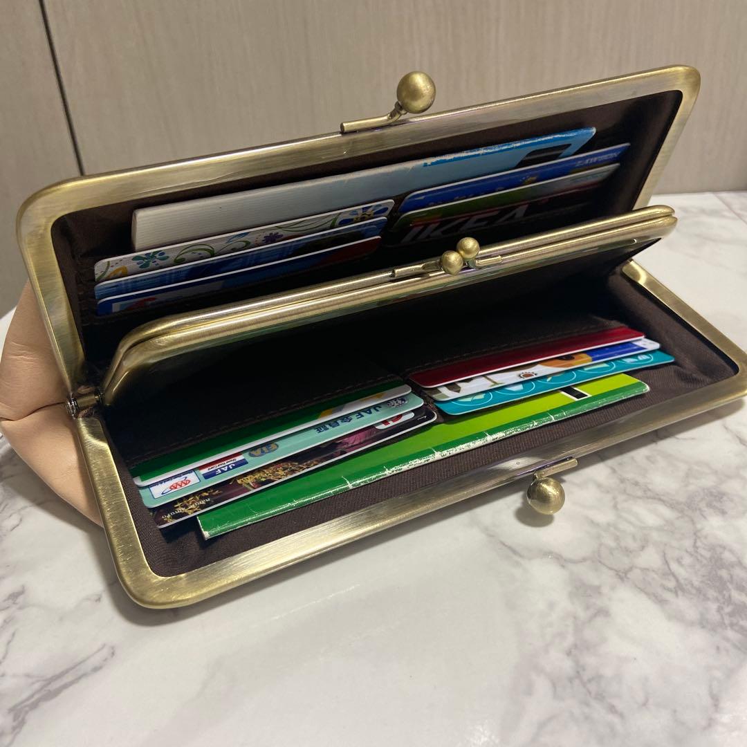 すずらんハンドメイド　牛ヌメ革親子がま口長財布