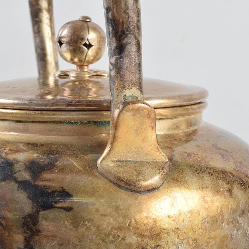 煎茶道具 いぶし銀 銀流 湯沸 約424g 時代箱付 M R9460