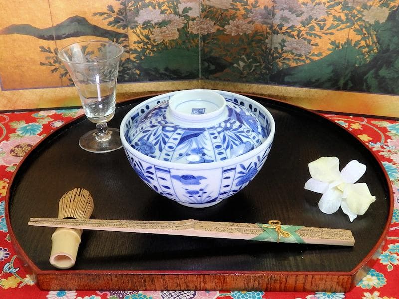 古伊万里　染付　芙蓉手　花鳥紋の図　大振蓋茶碗　F319AS-CXz 古伊万里 染付 芙蓉手 花鳥紋の図 大振蓋茶碗 F319AS-CXz - メルカリ