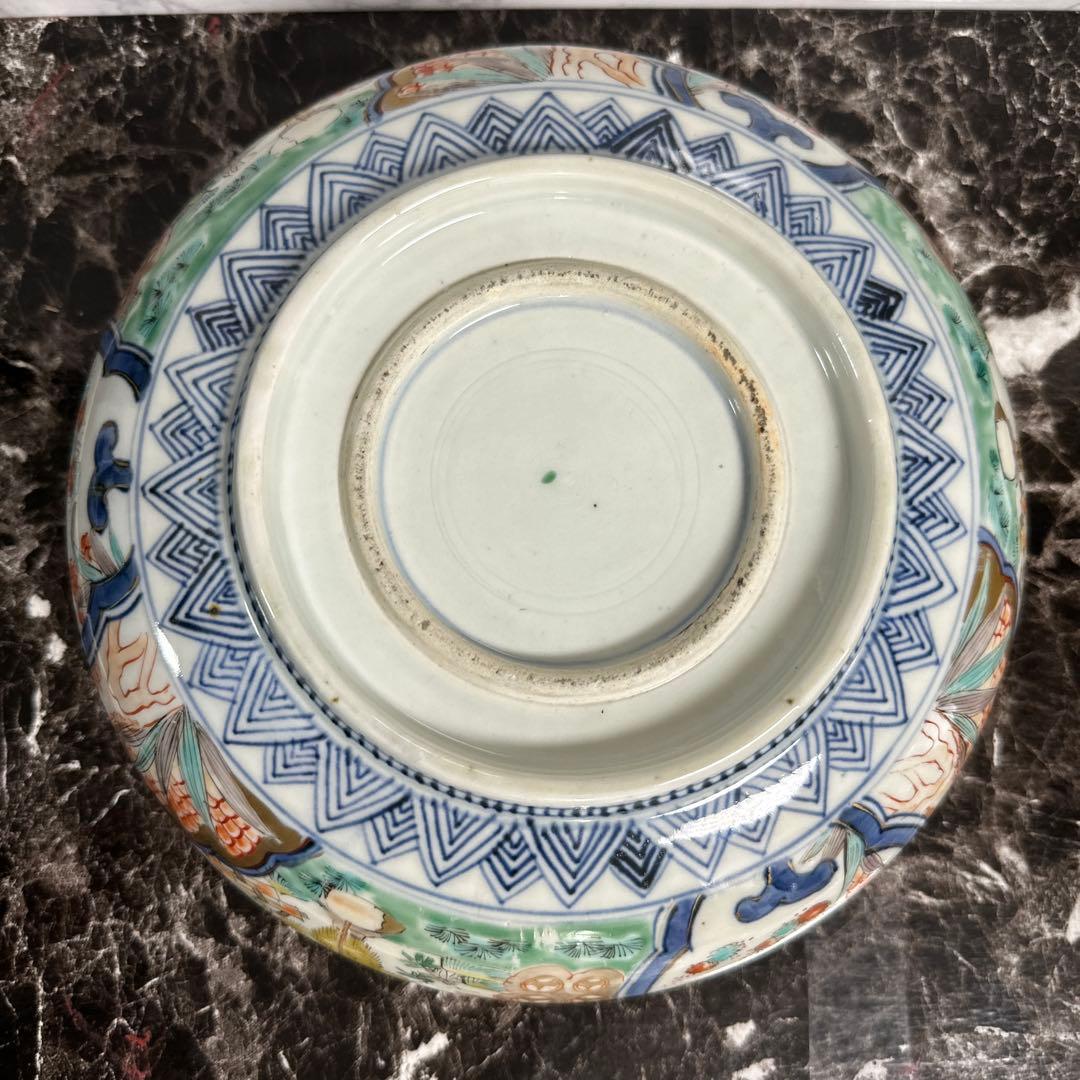 江戸期、色絵金蘭手、極上、花鳥人物図。箱付き。