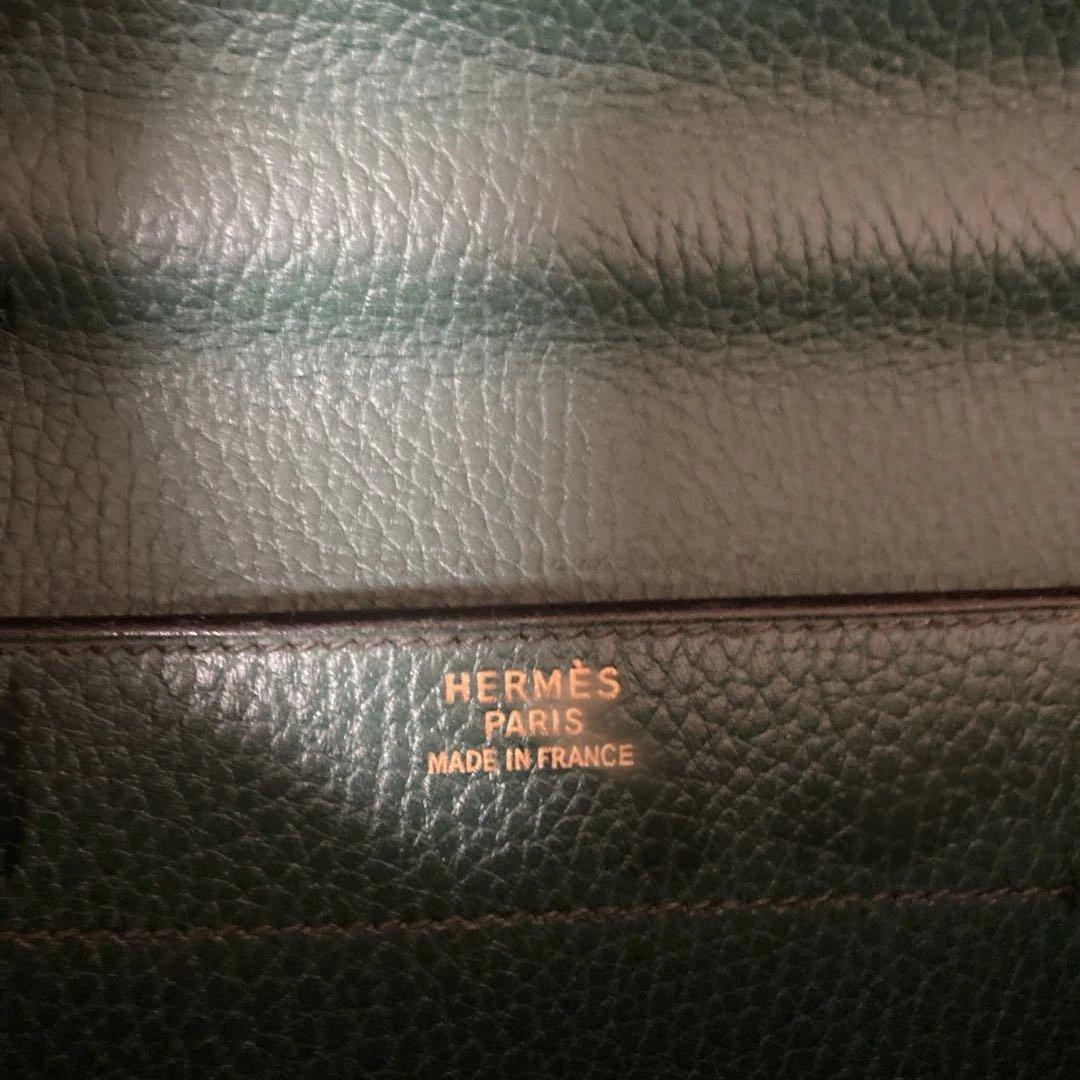 ダークグリーン レザー ビジネスバッグエルメス