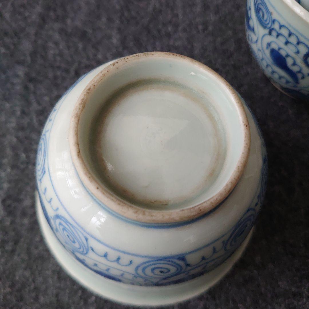 伊万里焼 古伊万里 肥前吉田焼 蕎麦猪口 小鉢 向付 渦巻文 三客