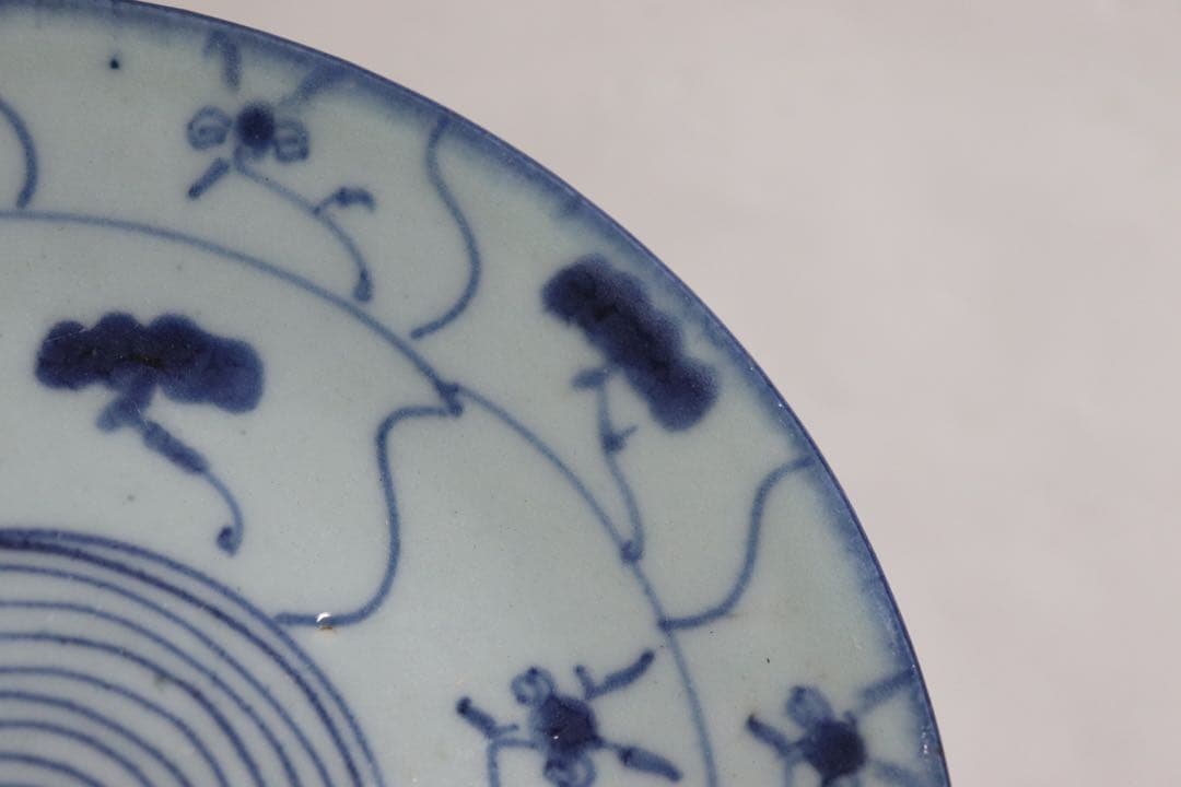 中国　清朝期　染付中皿　アンティーク　送料込み0302