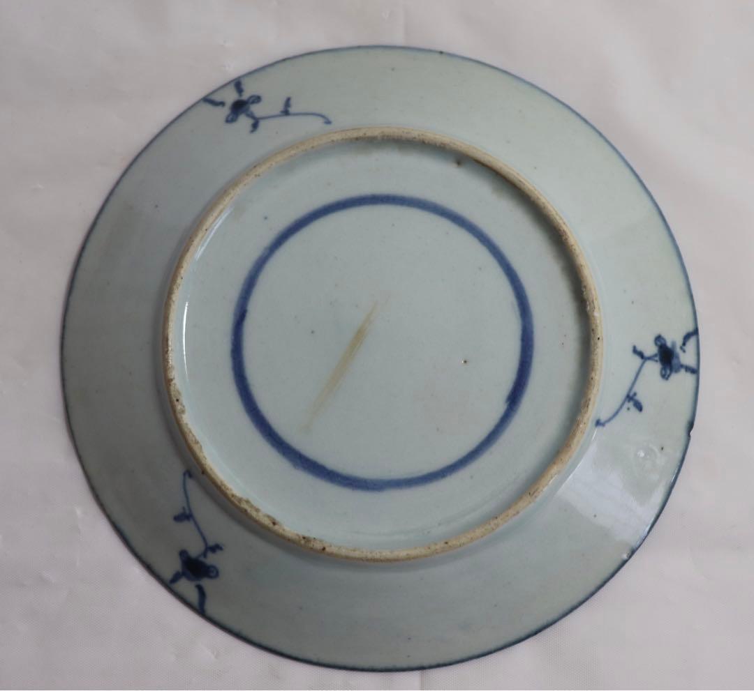 中国　清朝期　染付中皿　アンティーク　送料込み0302