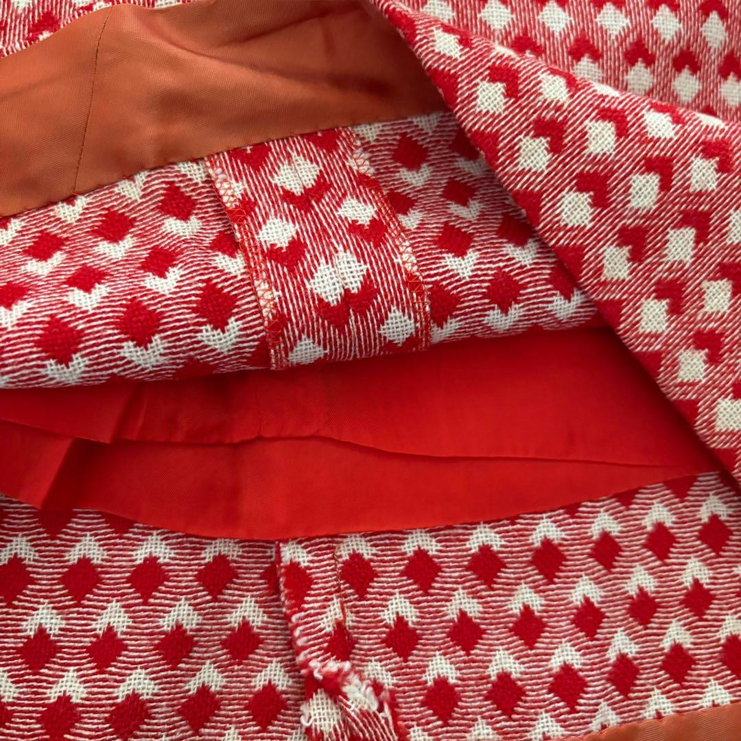 Dior ヴィンテージ スカート レッド W62 台形 上品 格子柄　y2k