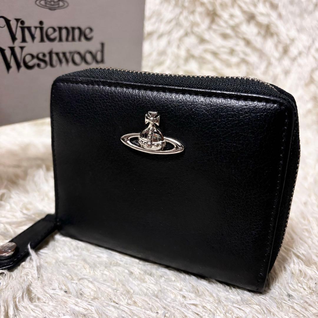ヴィヴィアンウエストウッド 二つ折り財布 ラウンドファスナー ブラック