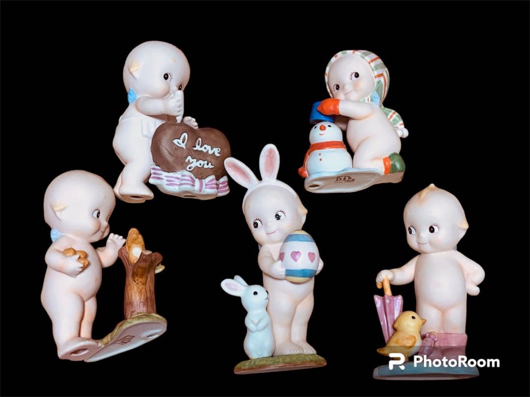 加藤工芸 ローズオニールキューピー 陶器 置物 5点セット