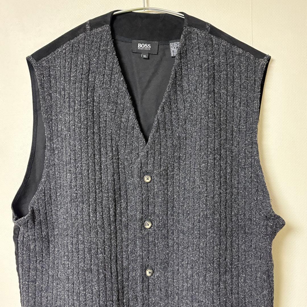 HUGO BOSS ヒューゴボス ウールベスト メンズ XL グレー×ブラック