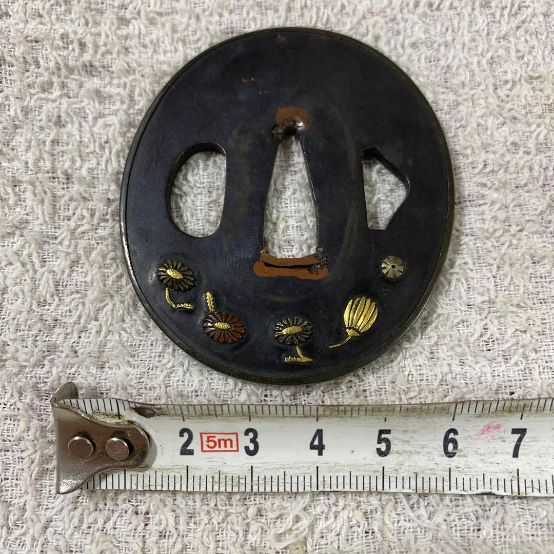 B-32 鍔　武具　刀装具　金銀象嵌　銅製　刀　装飾品　美術品　工芸品　骨董品