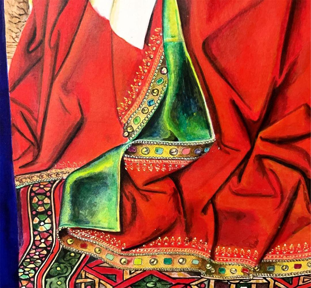 アクリル画　ファンデルパーレの聖母のアレンジ　手描き