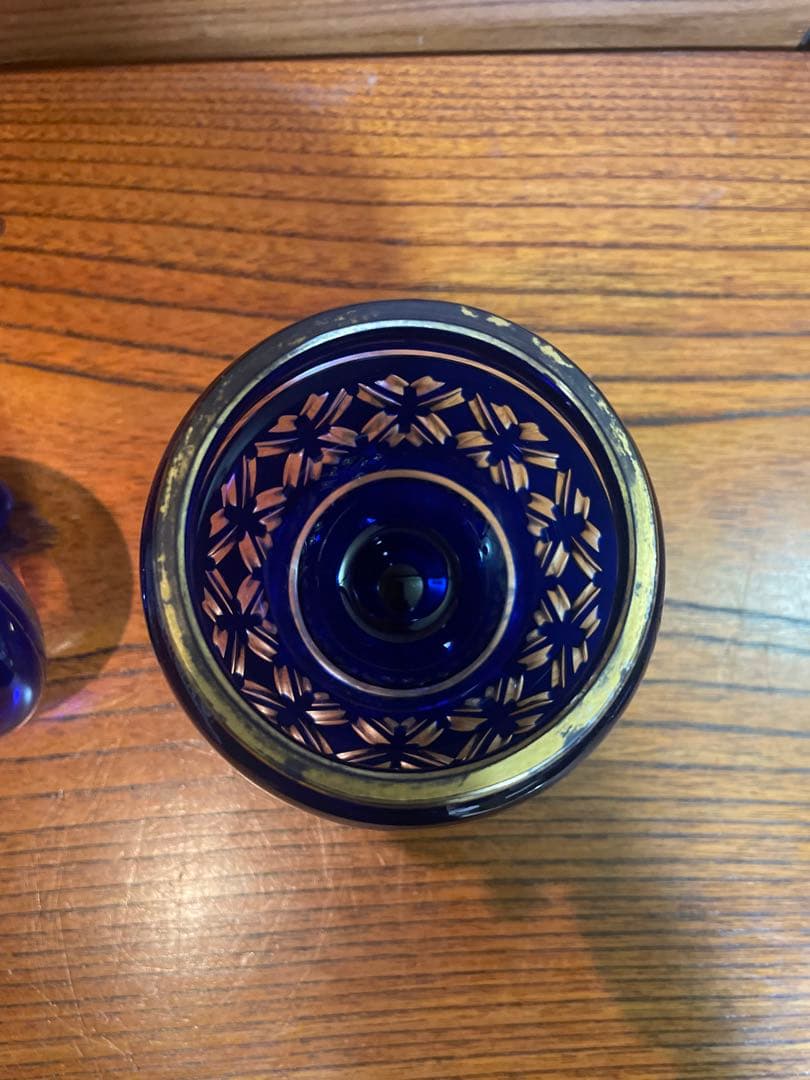 ゴブレット蓋付き 飾り 切子 金彩