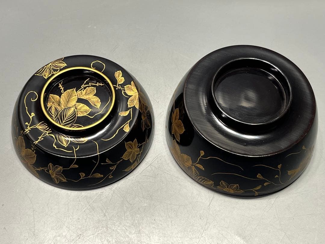 極上　輪島塗　沈金蒔絵　大きめ　吸物椀　煮椀　五客　木製　五客はラストです。