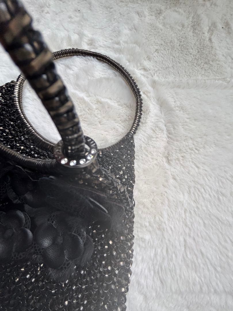 【美品】アンテプリマ　花　フラワー　ミニバック　黒　ブラック